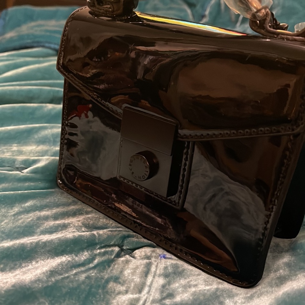 BCBGeneration Black Patent Mini Handled Bag